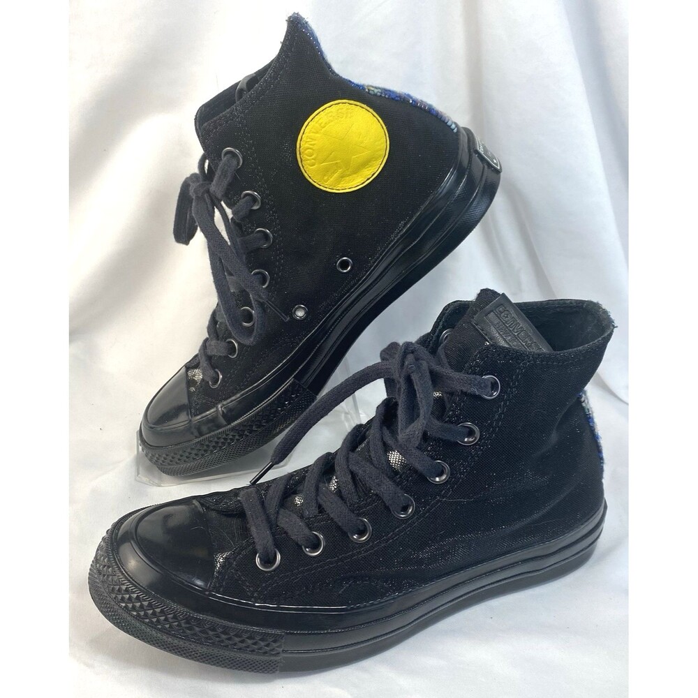 Converse All-Star New York Sample Tag Black Hi-Top Plaid Heel Unisex 5.5 Sneaker